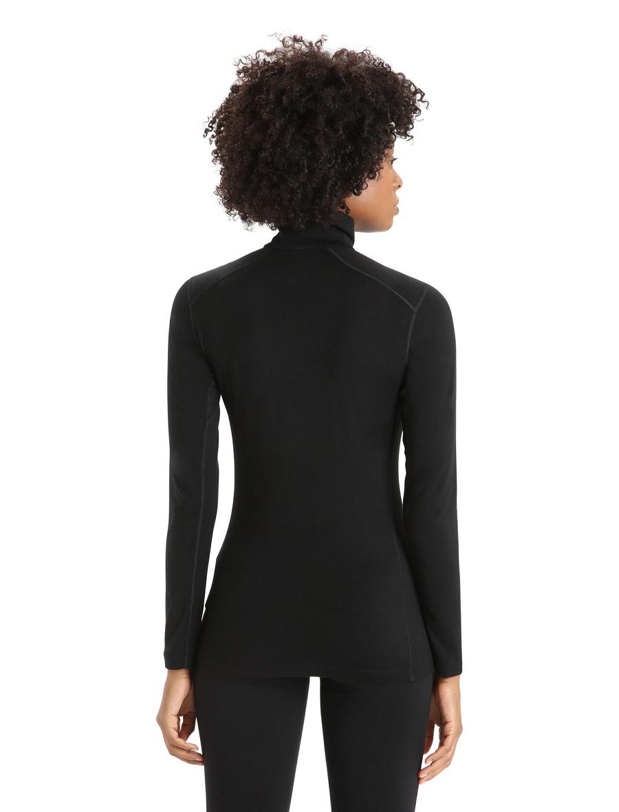 Black Women's Icebreaker Merino 200 Oasis Long Sleeve Half Zip Thermal Top One Piece & Sets | USA 1756WNBY